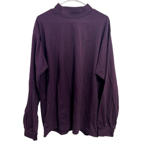 Vintage 90s Deadstock White Tag Nike Purple Mock Neck Long Sleeve Shirt Size M - Picture 1 of 3